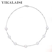 YIKALAISI 925 sterling silver naturalna perła słodkowodna choker naszyjnik moda biżuteria dla kobiet 8-9mm perła 4 kolor(China)