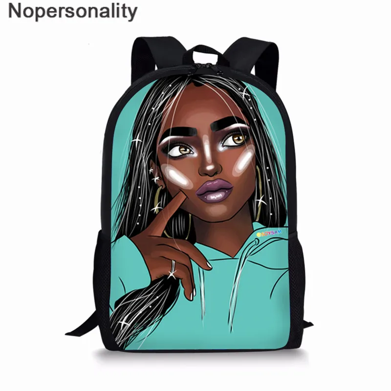 Nopersonality Black Art Afro Girl Print African Backpack for School Teenage Girls Book Bags Toddler Schoolbag Mochila Escolar - Цвет: LH1061C