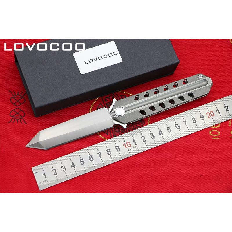 

LOCOVOO ST-23 New arrival Flipper folding knife D2 blade Titanium handle Outdoor camping hunting pocket fruit knives EDC tools