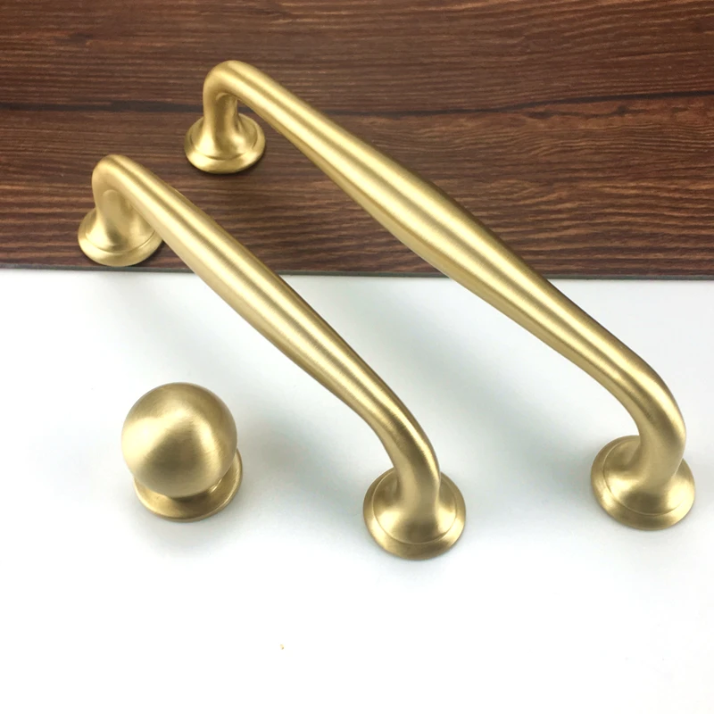 Gold Brass Round Solid Brass Knobs and Handles Drawer