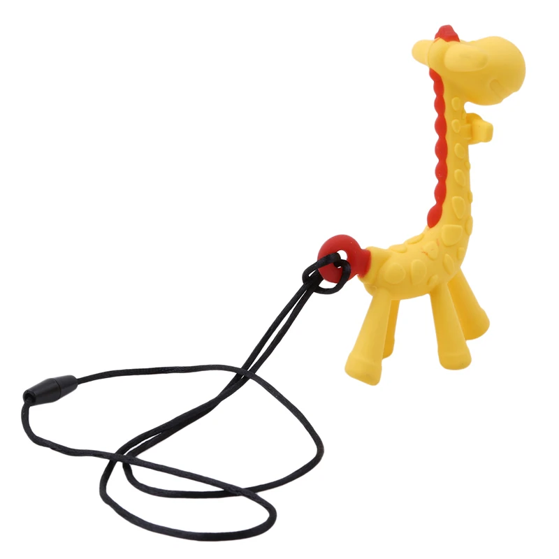 BPA Free детская игрушка для прорезывания зубов, детское Силиконовое ожерелье, подвесная игрушка для детей, мультяшная форма жирафа