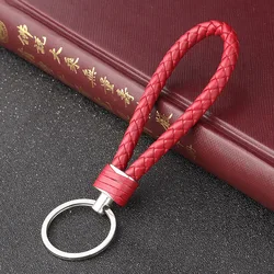 Elegant Handmade Leather Rope Keychain (Red)
