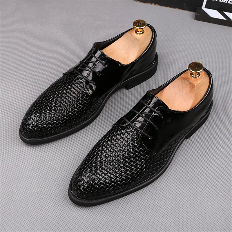 

New Fashion Men's Designer pointed summer Breathable lace-up Casual Shoes wedding dress prom shoes Sapato Social Masculino