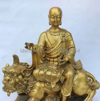 

19Chinese Bronze Buddhism Ksitigarbha Bodhisattva Buddha On Kylin Beast Statue