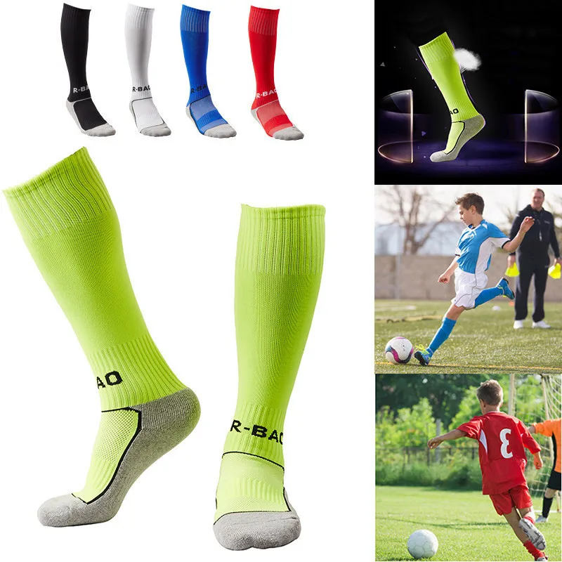 Towel Bottom Children Football Socks Boys Soccer Sock Kid's Above Knee ...