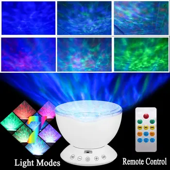 

Ocean Wave Projector 12 LED Remote Control Undersea Projector Lamp 7 Color Changing Music Player Night Light Projector for Kids