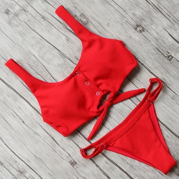 

Solid Bikini Set 2018 Sport Bikini Thong Swimsuit Women Sexy Push Up Bathing Suit Low Waist Swimwear Female Summer Beachwear