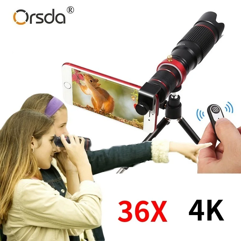 Orsda 4K HD 36X камера с оптическим увеличением телескоп объектив телеобъектив мобильный телескоп Телефон для смартфона сотовый телефон