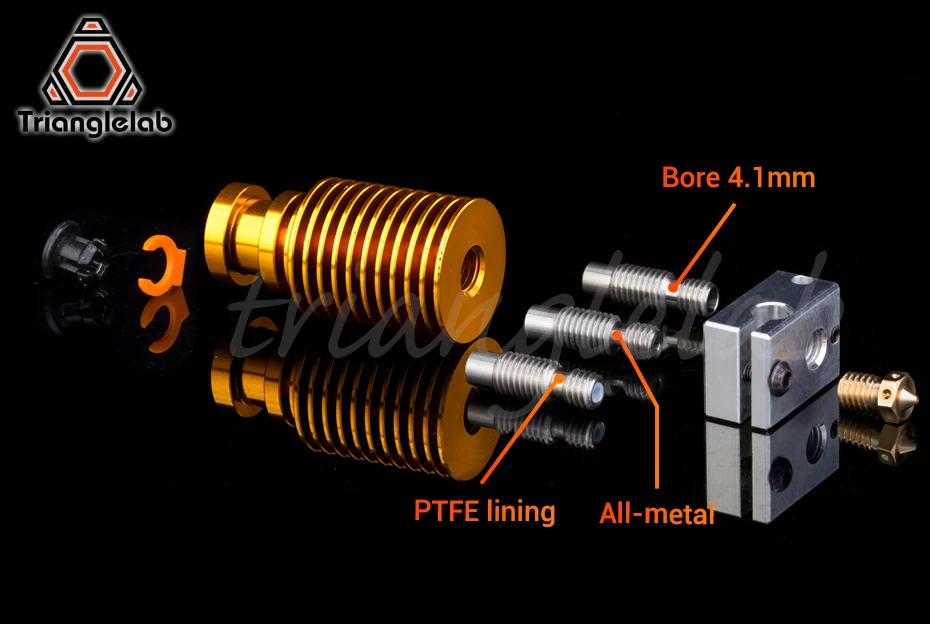 Trianglelab высокое качество изготовления на заказ золота теплоотвод hotend V6 насадка J-нагревательная головка блок тепловой перерыв для E3D hotend для PT100