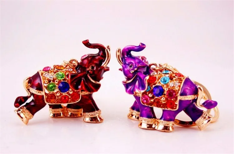 Креативный 3D Благоприятный слон брелок Эмаль Красочные животные подвеска на ключ от автомобиля кольца милые брелоки для женщин мужчин подарки