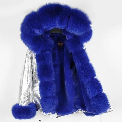 Короткие реального Фокс Мех пальто со съемным воротником Для женщин зимние Куртки толстые Обувь на теплом меху внутри на парка натуральный Мех Пальто и пуховики Верхняя одежда
