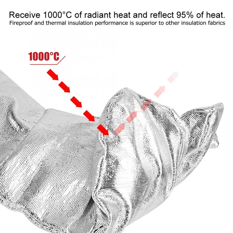 Перчатки из алюминиевой фольги, 1000 градусов, высокотемпературный устойчивый, для сварочных работ, безопасные рабочие Удлиненные перчатки, огнеупорные радиационные перчатки