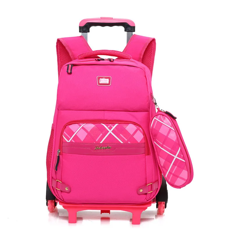 

2pcs/sets Kids Trolley School bags Children Removable Rolling Backpack 2 Wheels Large capacity Schoolbag 3--6 graders Mochila