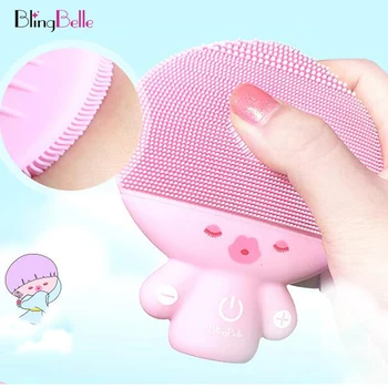 

BlingBelle Soft Silicone Facial Cleaner Brush Double Size Cute Girl Silicone Face Brush Waterproof Wireless Charging Skin Care