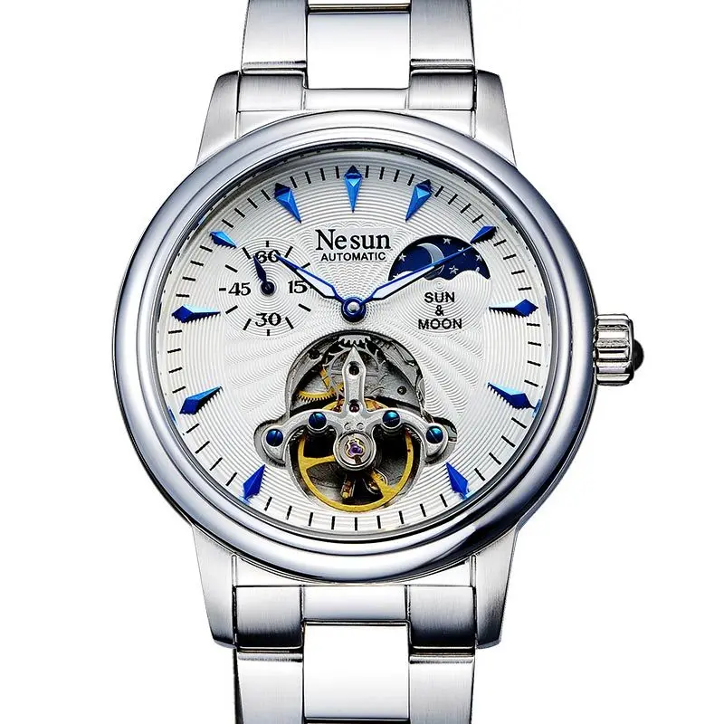 Nesun Skeleton Tourbillon часы мужские швейцарские роскошные брендовые автоматические