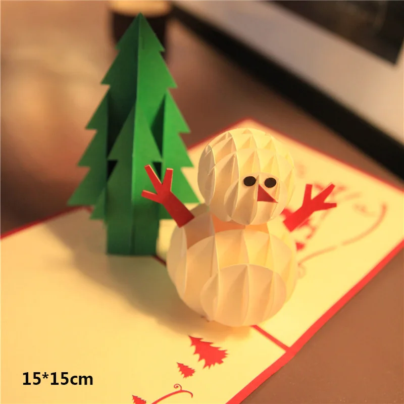 Рождественская открытка 3D открытка Снежинка подарочные бумажные карточки всплывающие органайзер для елки снежинки карты праздничные подарки