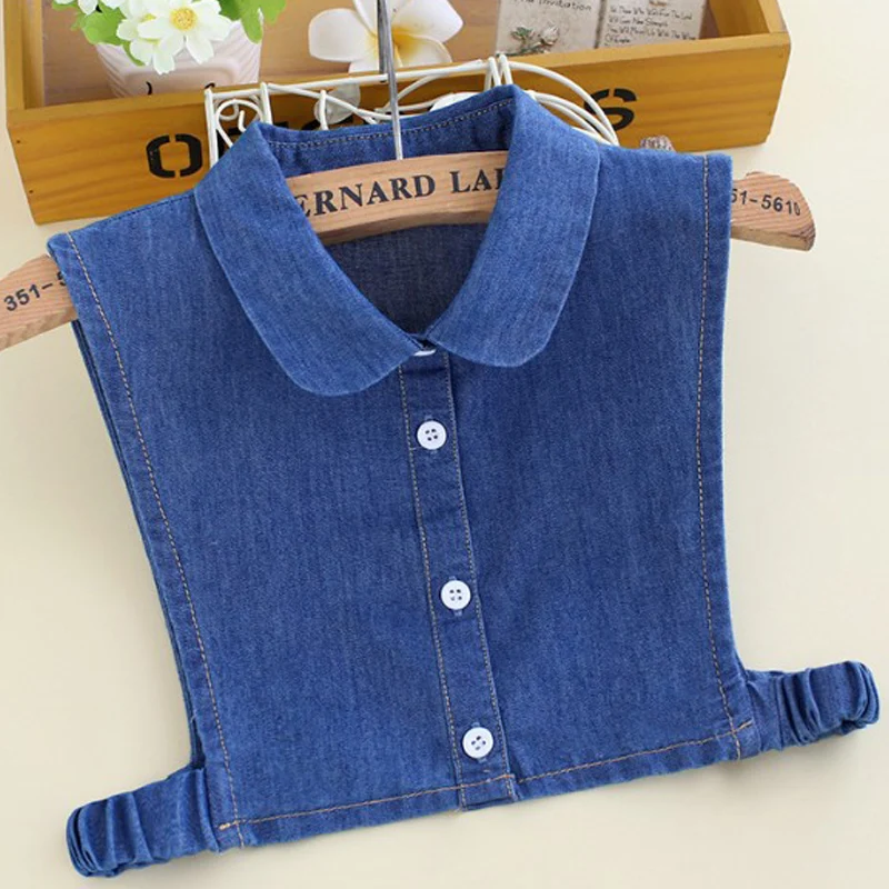 

Blouse children's fit 3-10years child embroidery cat fake shirt collar Cotton denim shirt fake collar boy girl baby decoration