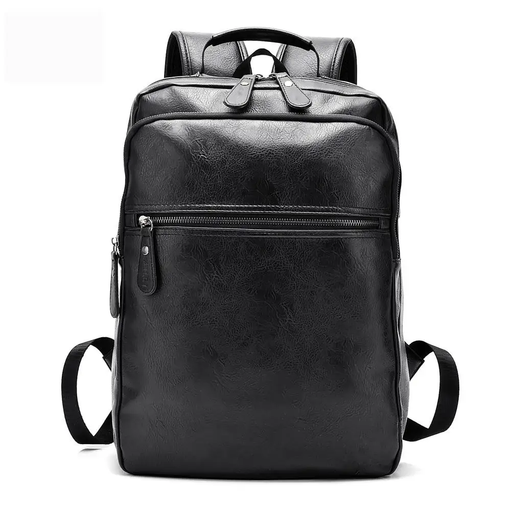 Мужские деловые повседневные Рюкзаки для школы, дорожная сумка черного цвета из искусственной кожи, мужские модные сумки на плечо, Винтажный Мужской рюкзак для мальчиков - Цвет: Black