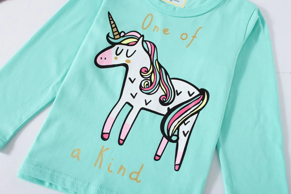 Футболки с единорогом для маленьких девочек;# LHF81