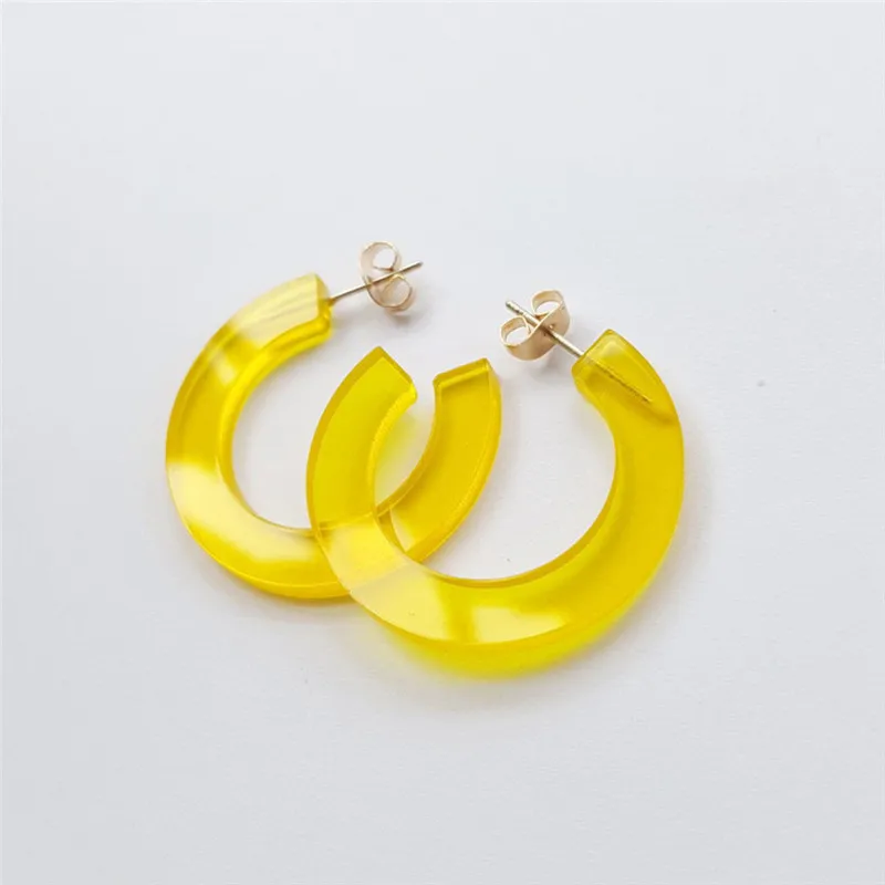 TTLIFE трендовые акриловые серьги-кольца для женщин, цветные круглые серьги из ацетатной смолы 3 см, геометрические массивные серьги, модное ювелирное изделие - Окраска металла: Yellow