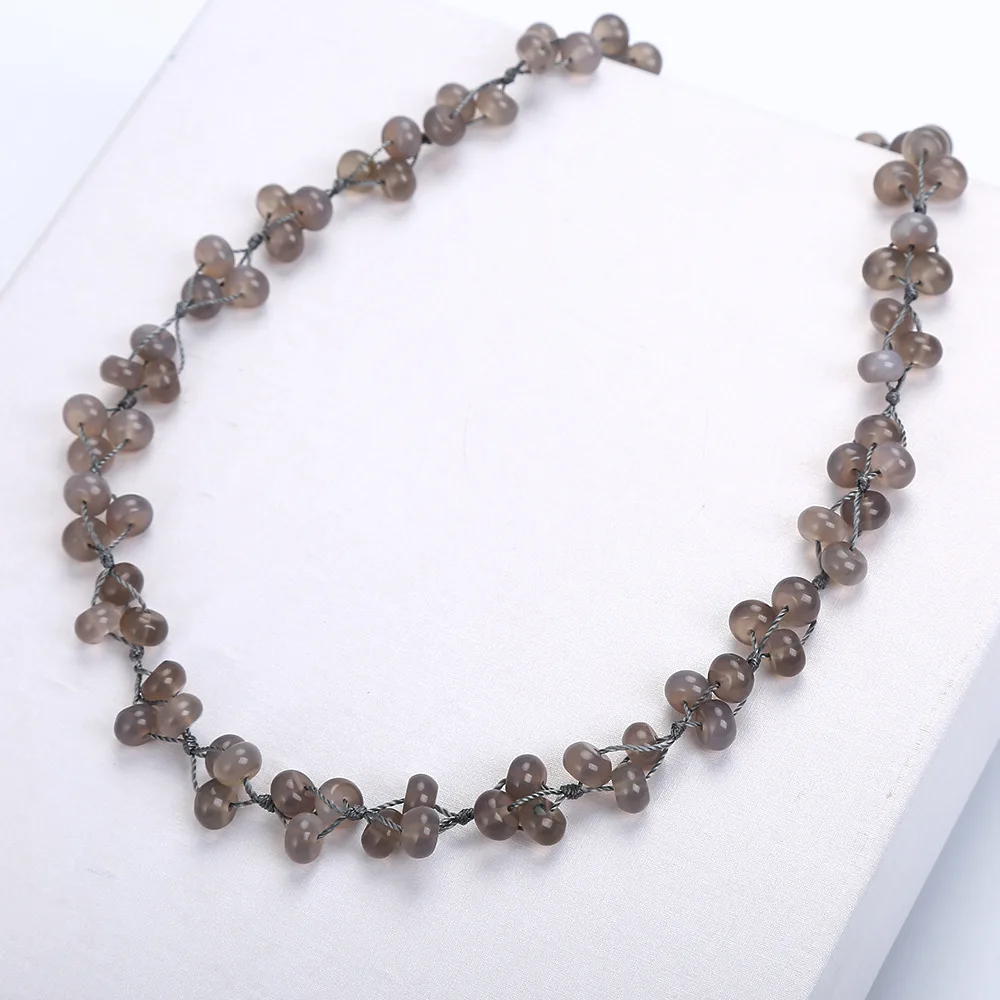 Yumten из серого агата Тканое ожерелье с натуральными камнями хрустальные женские ретро бусы популярный шар ручной работы ювелирные изделия Bijuterias 5 шт