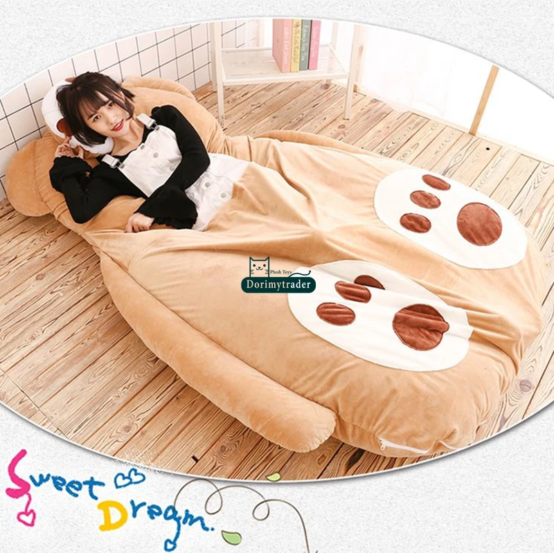 Dorimytrader 180cm x 120cm pop cuddly cartoon smiling bear plush beanbag soft bed tatami sleeping bag sofa mattress carpet gift decoration DY61834(14)