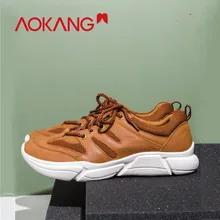 AOKANG 2019 New Arrival spring autumn Men Shoes breathable sport mesh casual flat low-cut fashion snearkers outdoor men