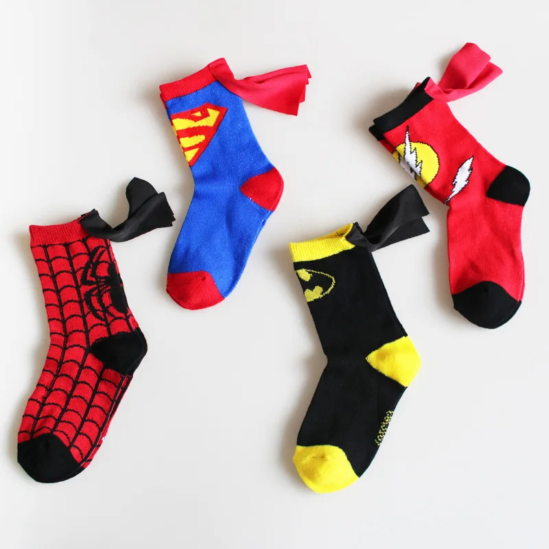 Calcetines media altura niños capa de Batman/Superman/Spideman/Captian/Flashman para niños y niñas accesorios de disfraz AliExpress