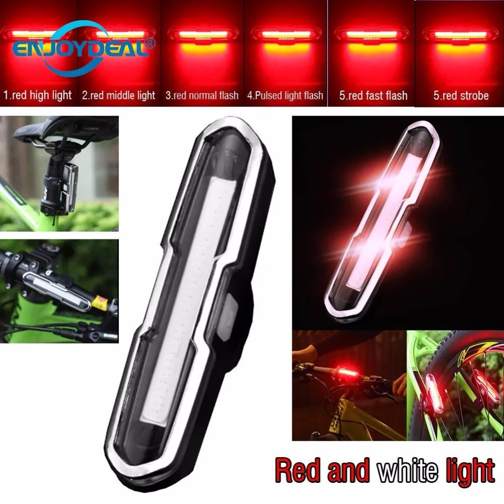 

Dual Color USB Rechargeable COB LED Bike Bicycle Light Mountain Cycling Bicycle Safety Rear Tail Lamp Portable Spotlight