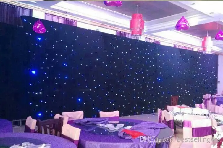 60 square meters blue white color led star curtain wedding stage