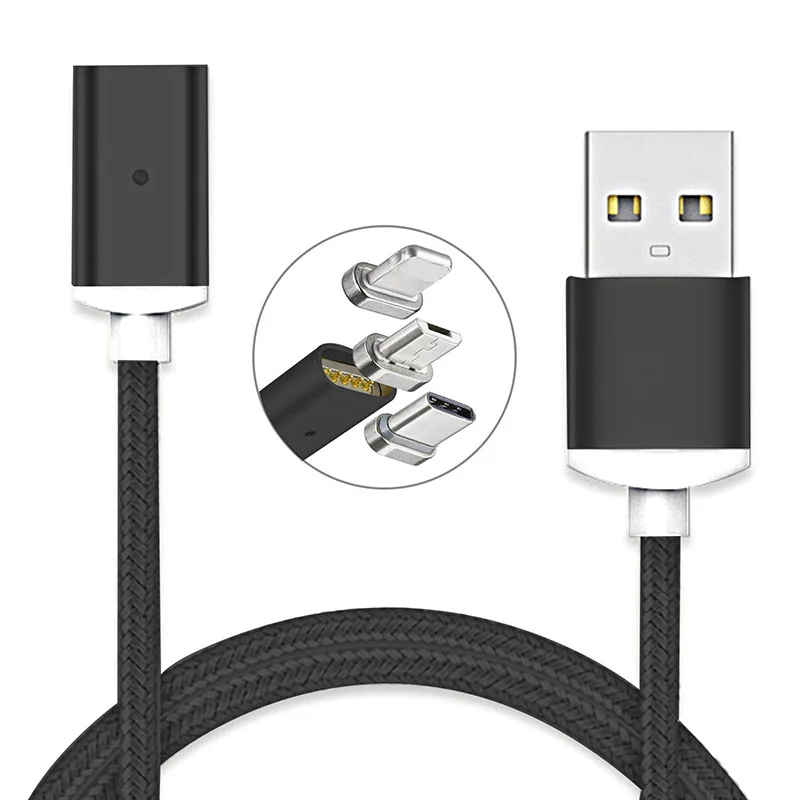 Магнитный кабель Micro USB 3 в 1 для iPhone Samsung Type C быстрая зарядка адаптер мобильный
