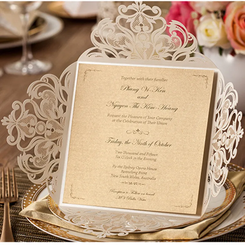 50pcs Romantic Wedding Invitations Cards Business Party Birthday