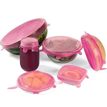 

6 Pcs Silicone Caps For Food Reusable Food for drop shipping
