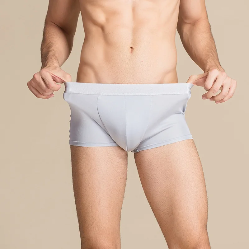 

Men Underwear Boxer Shorts 100% Real Silk Double-sided Knitted Boxers Comfortable Health Breathable Male Mid-waist Boxers 1071