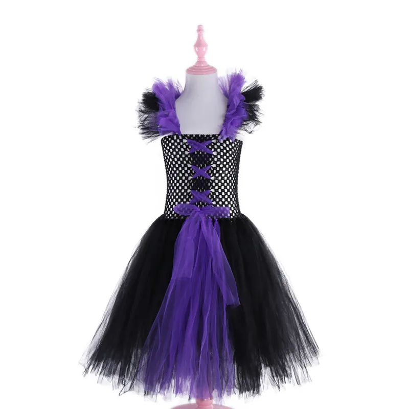 Классический костюм злой королевы Малефисента для девочек; Вечерние платья на Хэллоуин; Детский костюм ведьмы для девочек; платье для дня рождения