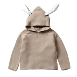 Осень 2017 г. свитера для маленьких мальчиков Хлопковый пуловер с 3D-изображением кролика детский трикотажный свитер для девочек Обувь для