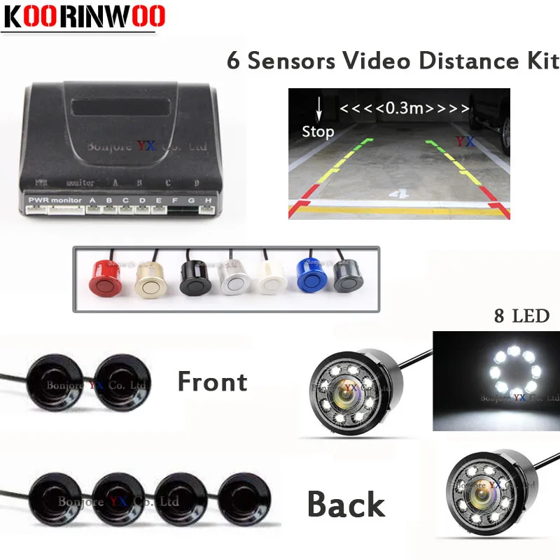 Car parking Sensor 6 Video Reverse Radars Parktronic for Cars Parking System with car Rear view camera car front camera 8 LED Car parking Sensor 6 Video Reverse Radars Parktronic for Cars Parking System with car Rear view camera car front camera 8 LED