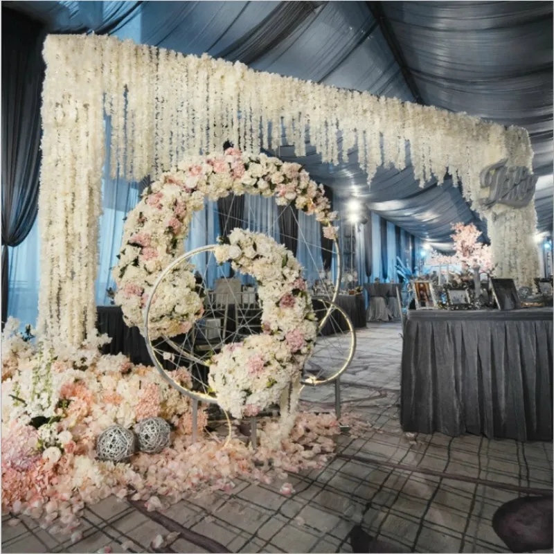 2M Artificial Hydrangea Orchid Wisteria Hanging Flowers String For DIY Wedding Arch Rattan Wedding Party Decorations 2M Artificial Hydrangea Orchid Wisteria Hanging Flowers String For DIY Wedding Arch Rattan Wedding Party Decorations
