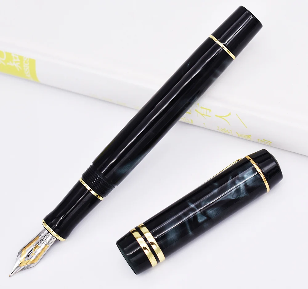 Kaigelu 316 мраморная целлюлоидная перьевая ручка, 22KGP Средний Перьевая ручка с красивым фантомным серым узором, подарочная ручка для офиса и бизнеса