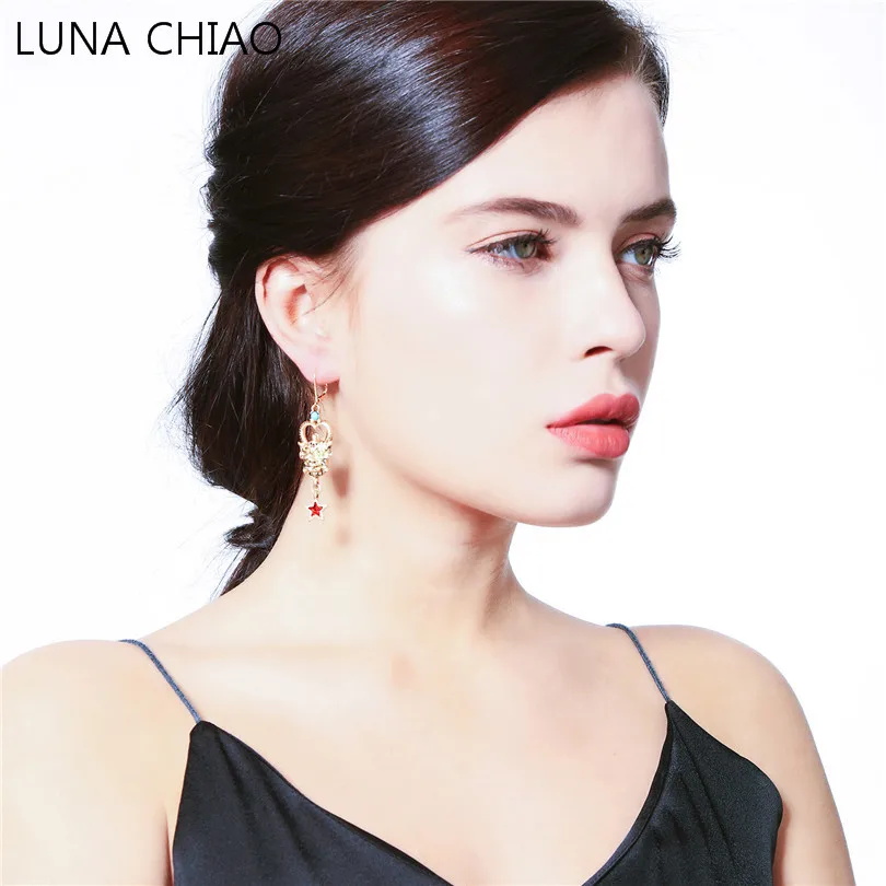 Luna Чао цинковый сплав &quotХрустальная Звезда Сердце Boho Oorbellen Вешалки кулон Для