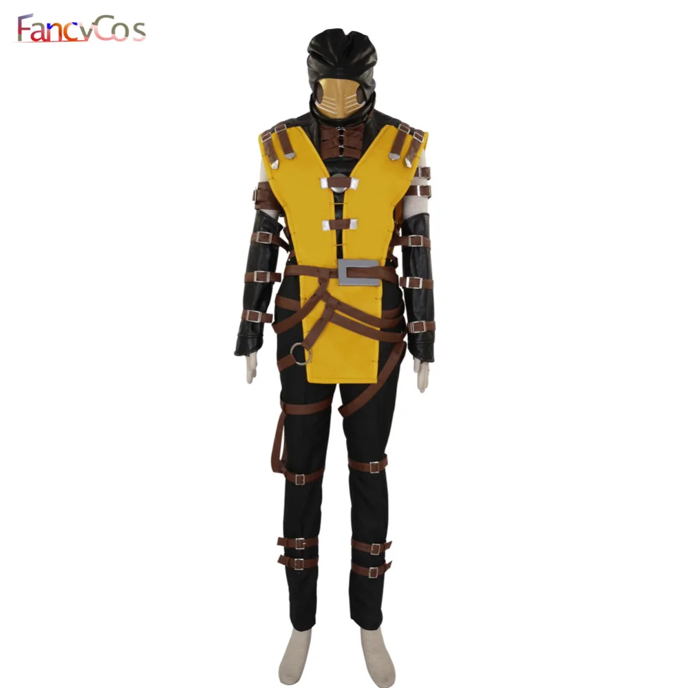Хеллоуин Mortal Kombat Скорпион Hanzo Hasashi костюмная маска косплей игра для взрослых