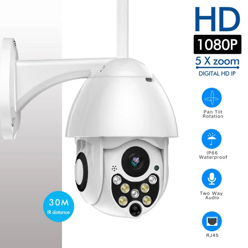 1080P 2MP Беспроводная IP камера Wifi скоростная купольная PTZ наружная