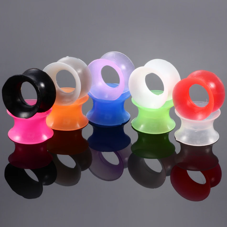 Piercing Jewelry 2Pcs/lot Silicone Tunnels for Ear Flexible Flesh Ear Plugs and Tunnels Earlets Expander Stretcher Dilations Body Piercing Jewelry Body Jewelry Ear Piercing Jewelry
