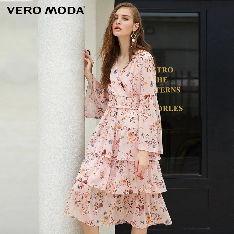 Vero Moda новое платье с v-образным вырезом и расклешенными рукавами с цветочным принтом | 31847D506