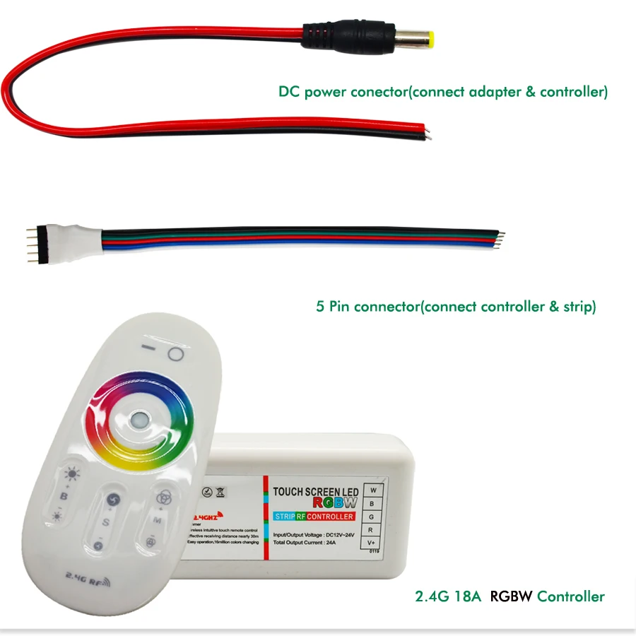 20 м 4 в 1 RGBW Светодиодная лента 5050 SMD DC12V гибкий светодиодный светильник 60 Светодиодный s/m+ 2,4G RF пульт дистанционного управления+ адаптер питания комплект