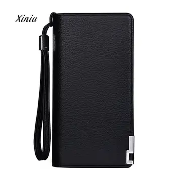 

2018 High Quality Wallet Men Long Bifold Business Leather Wallet Money Card Holder Coin Bag Purse Male Long Design Handbag