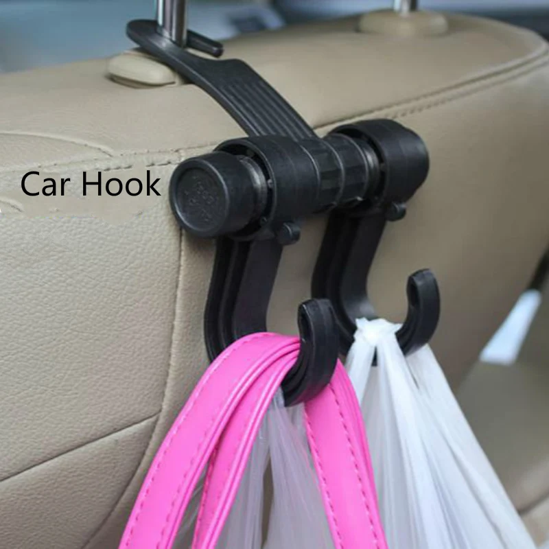 Doreen Box PP Double Auto Car Back Seat Hooks Hangers Holders Clips for Bags Clothes Grocery 130