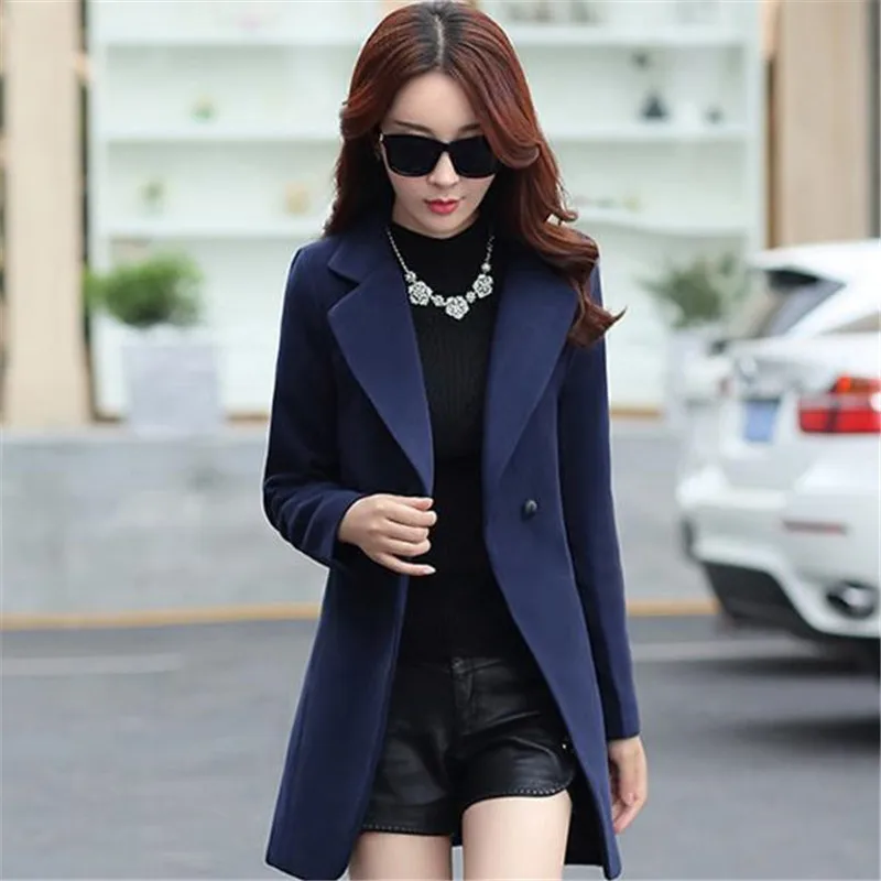 New High-end Women Jacket Autumn / Winter Thick Wool Woolen Coat Female Warm Parka Slim Big Size Casual Outerwear A0598