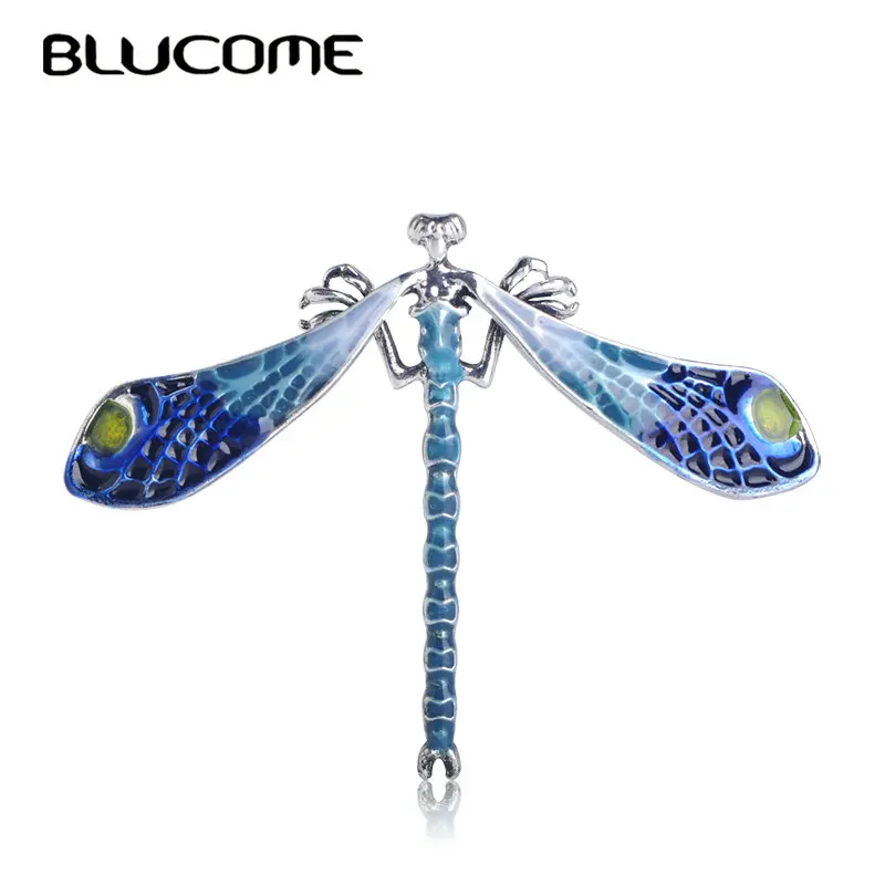

Blucome Fashion Blue Angel Shape Dragonfly Brooch Gold Color Alloy Enamel Jewelry Sweater Coat Bag Scarf Accessories Kids Gifts