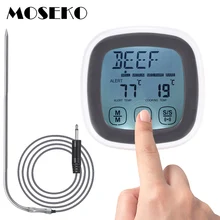 MOSEKO Digital Meat Touch Screen Oven Thermometer With Alarm Clock Food Probe BBQ Kitchen Thermometer Household Cooking Tools